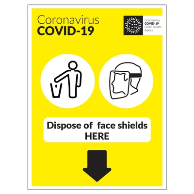 COVID-19 Dispose Of Face Shields Here Sign COVID-19 Dispose Of Face Shields Here Sign